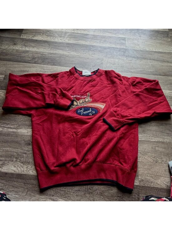 M&C Sport Other - M&C Sport American Dad And Proud Of It Sweatshirt Red Mens Medium Embroidered